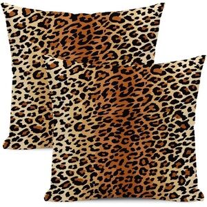 NWT No Label Brown Leopard Print Pillow Case Set
